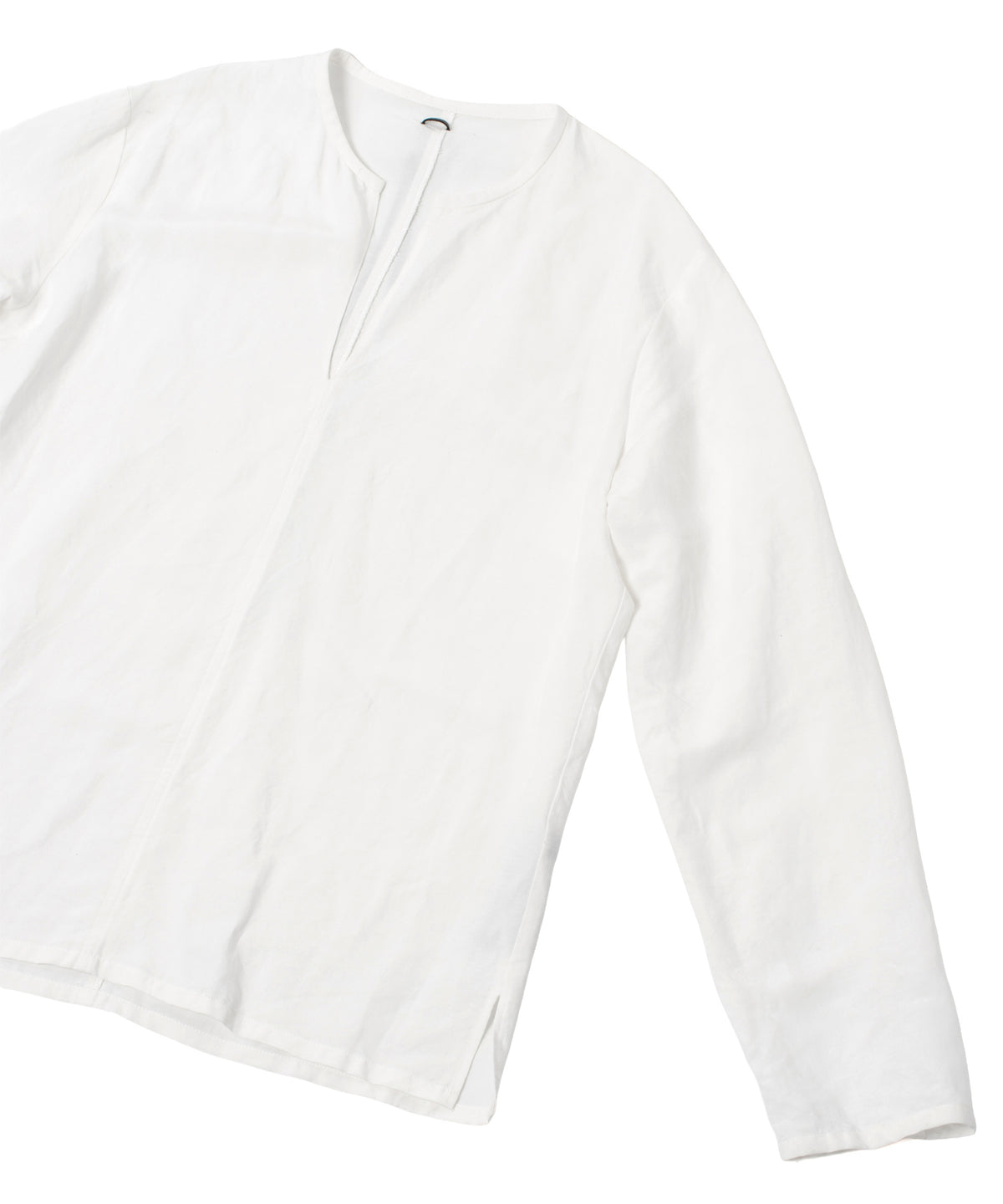 レーヨン リネン トロピカル ウォッシュ タンブラー仕上げ L/S スキッパーシャツ  - WHITE