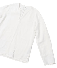 レーヨン リネン トロピカル ウォッシュ タンブラー仕上げ L/S スキッパーシャツ  - WHITE