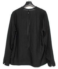 レーヨン リネン トロピカル ウォッシュ タンブラー仕上げ L/S スキッパーシャツ  - BLACK
