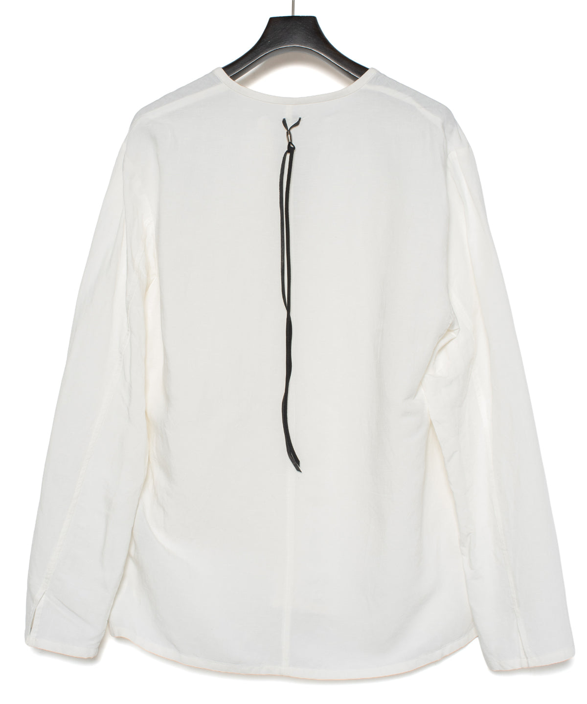 レーヨン リネン トロピカル ウォッシュ タンブラー仕上げ L/S スキッパーシャツ  - WHITE