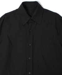 レーヨン リネン トロピカル ウォッシュ タンブラー仕上げ L/S ドレスシャツ - BLACK