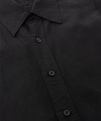 レーヨン リネン トロピカル ウォッシュ タンブラー仕上げ L/S ドレスシャツ - BLACK