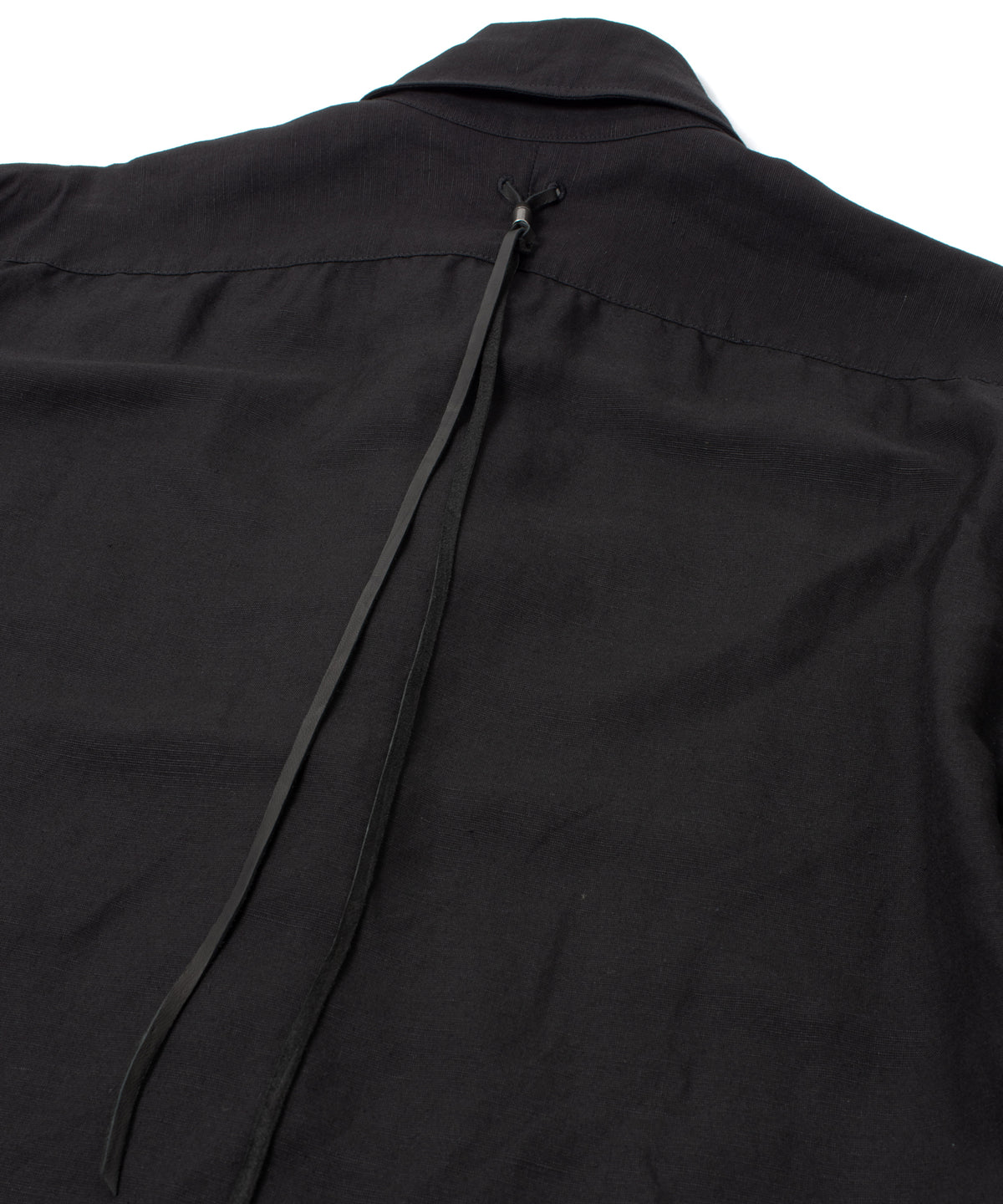 レーヨン リネン トロピカル ウォッシュ タンブラー仕上げ L/S ドレスシャツ - BLACK