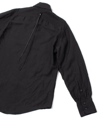 レーヨン リネン トロピカル ウォッシュ タンブラー仕上げ L/S ドレスシャツ - BLACK