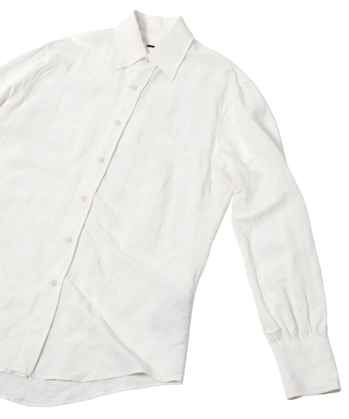 レーヨン リネン トロピカル ウォッシュ タンブラー仕上げ L/S ドレスシャツ - WHITE