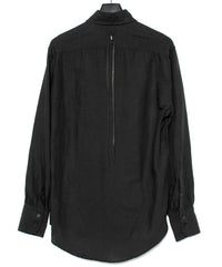 レーヨン リネン トロピカル ウォッシュ タンブラー仕上げ L/S ドレスシャツ - BLACK