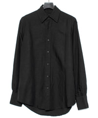 レーヨン リネン トロピカル ウォッシュ タンブラー仕上げ L/S ドレスシャツ - BLACK