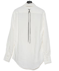 レーヨン リネン トロピカル ウォッシュ タンブラー仕上げ L/S ドレスシャツ - WHITE