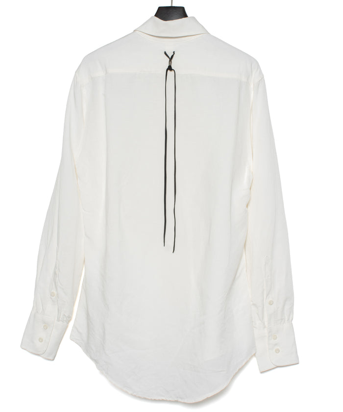 レーヨン リネン トロピカル ウォッシュ タンブラー仕上げ L/S ドレスシャツ - WHITE