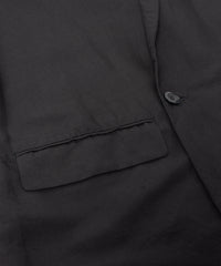 レーヨン リネン トロピカル ウォッシュ タンブラー仕上げ ダブル ジャケット - BLACK