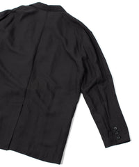 レーヨン リネン トロピカル ウォッシュ タンブラー仕上げ ダブル ジャケット - BLACK