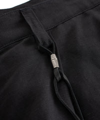 レーヨン リネン トロピカル ウォッシュ タンブラー仕上げ ワイド スラックス - BLACK