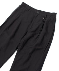 レーヨン リネン トロピカル ウォッシュ タンブラー仕上げ ワイド スラックス - BLACK