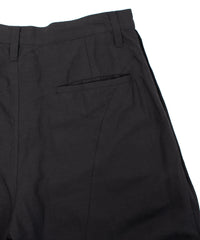 レーヨン リネン トロピカル ウォッシュ タンブラー仕上げ ワイド スラックス - BLACK