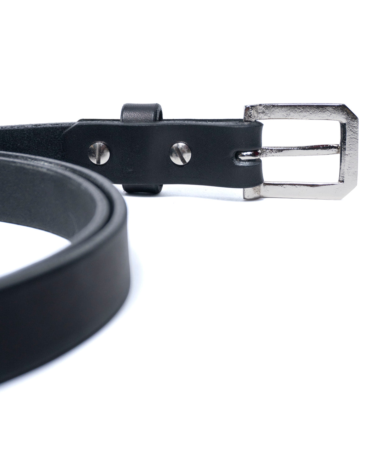 【数量限定】フルタンニンピット鞣し ステアハイド ベンズ カスタム12ダイヤスタッズ ナローベルト - BLACK