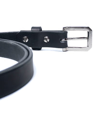 【数量限定】フルタンニンピット鞣し ステアハイド ベンズ カスタム12スクエアスタッズ ナローベルト - BLACK