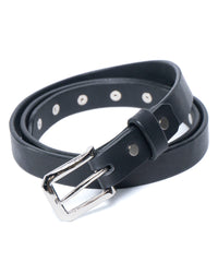 【数量限定】フルタンニンピット鞣し ステアハイド ベンズ カスタム7スパイクスタッズ ナローベルト - BLACK