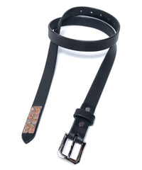 【数量限定】フルタンニンピット鞣し ステアハイド ベンズ カスタム12スクエアスタッズ ナローベルト - BLACK