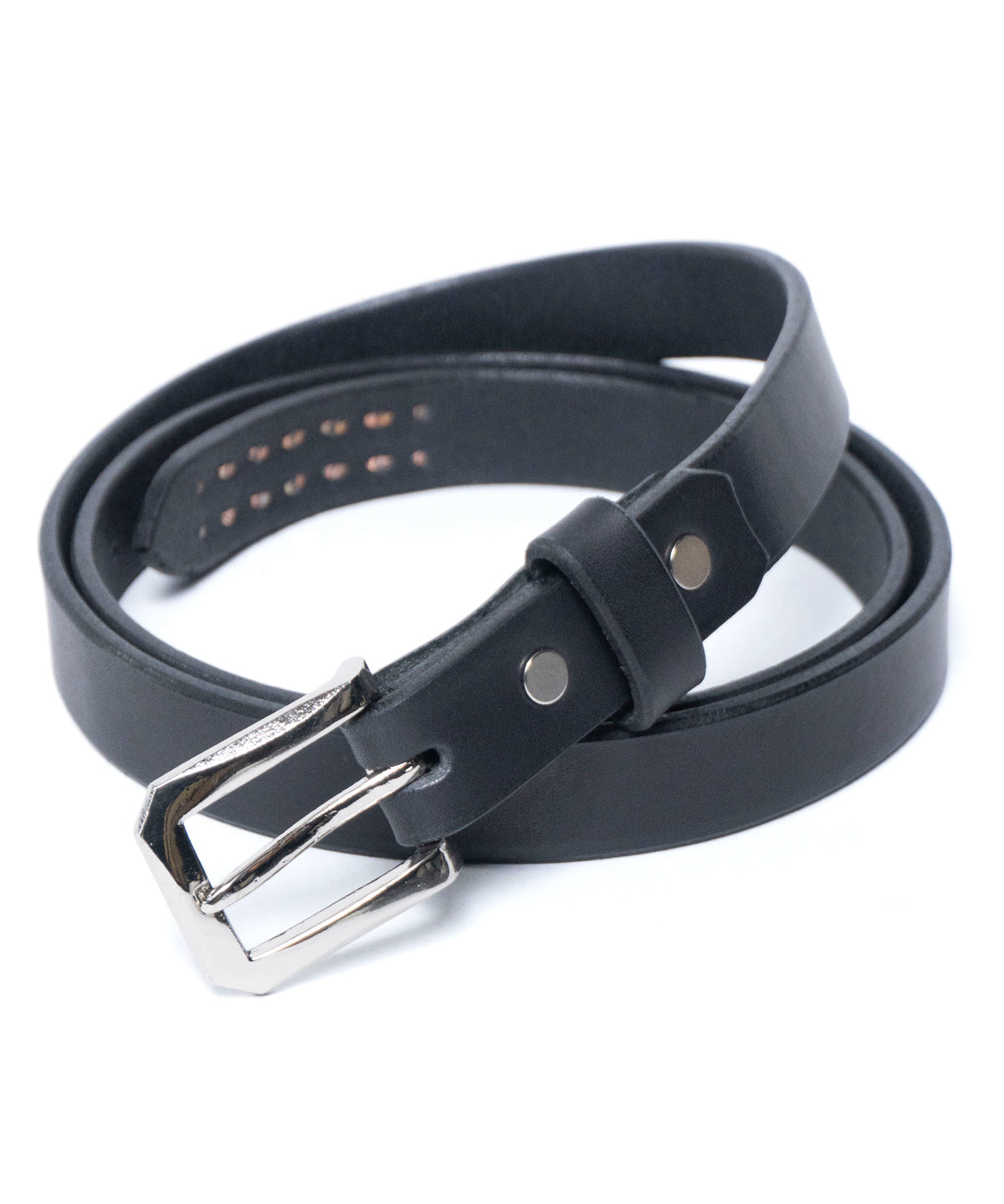 【数量限定】フルタンニンピット鞣し ステアハイド ベンズ カスタム12スクエアスタッズ ナローベルト - BLACK
