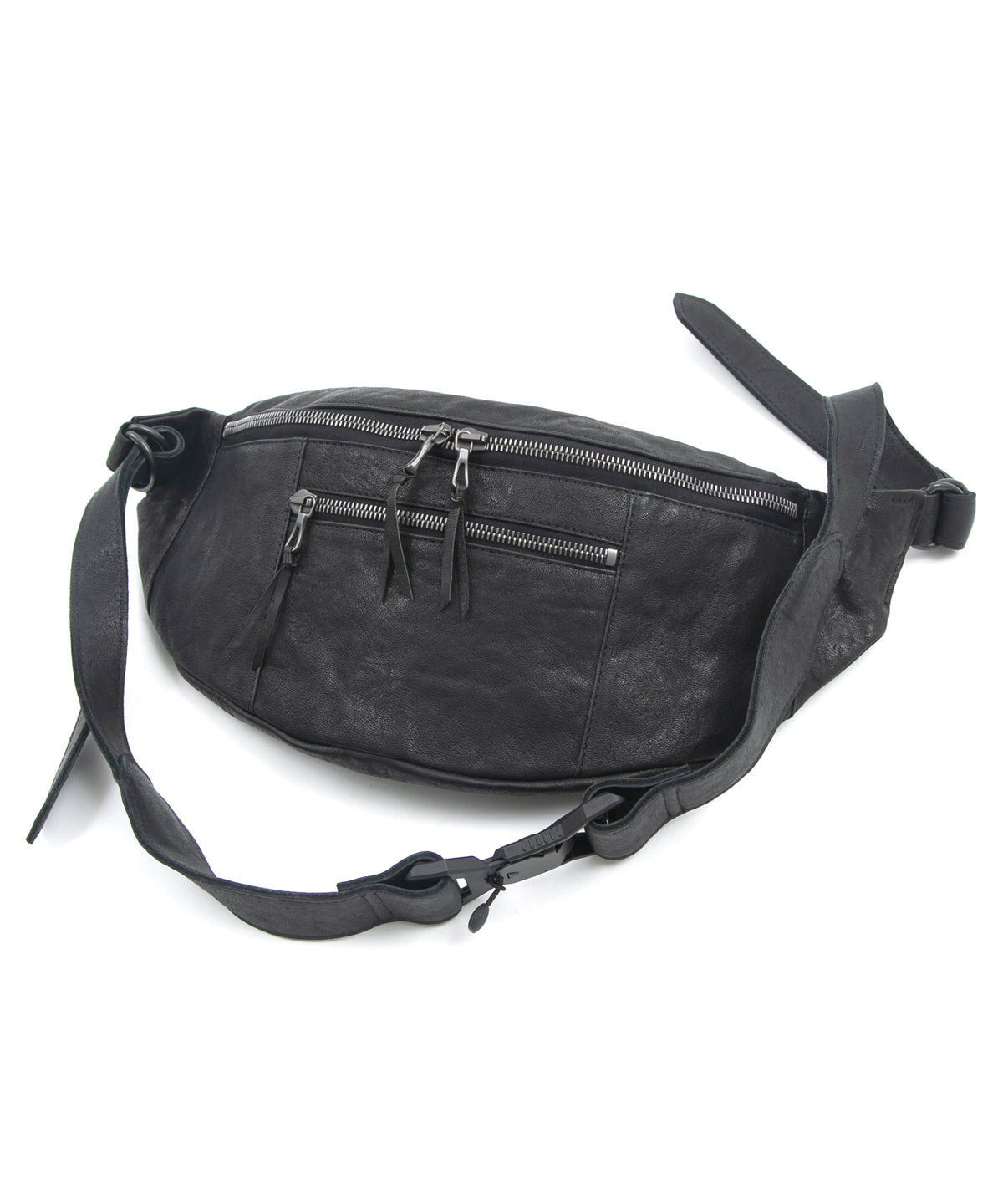 フルタンニン ピット鞣し シュリンク ホースハイド HIGH THROTTLE ボディーバッグ  - BLACK × BLACK