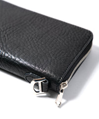 フルタンニン ピット鞣し シュリンク ステアハイド ラウンドウォレット - BLACK