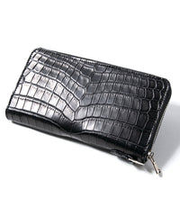Nile Crocodile（Niloticus Crocodile）Round Wallet - BLACK