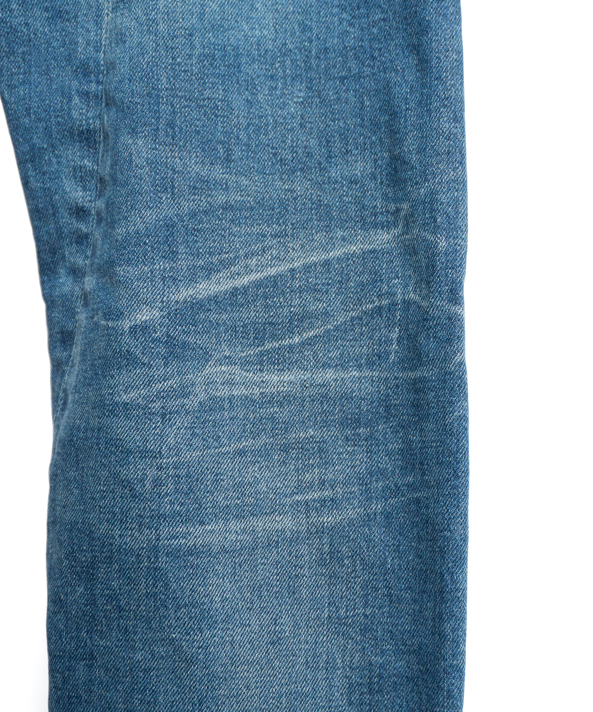 [Limited] 12.5oz Organic Cotton Stretch Denim TIGHT JOE Tight Straight Crushed & Repaired Custom - INDIGO