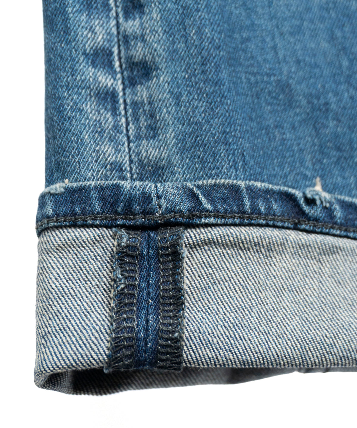 [Limited] 12.5oz Organic Cotton Stretch Denim TIGHT JOE Tight Straight Crushed & Repaired Custom - INDIGO