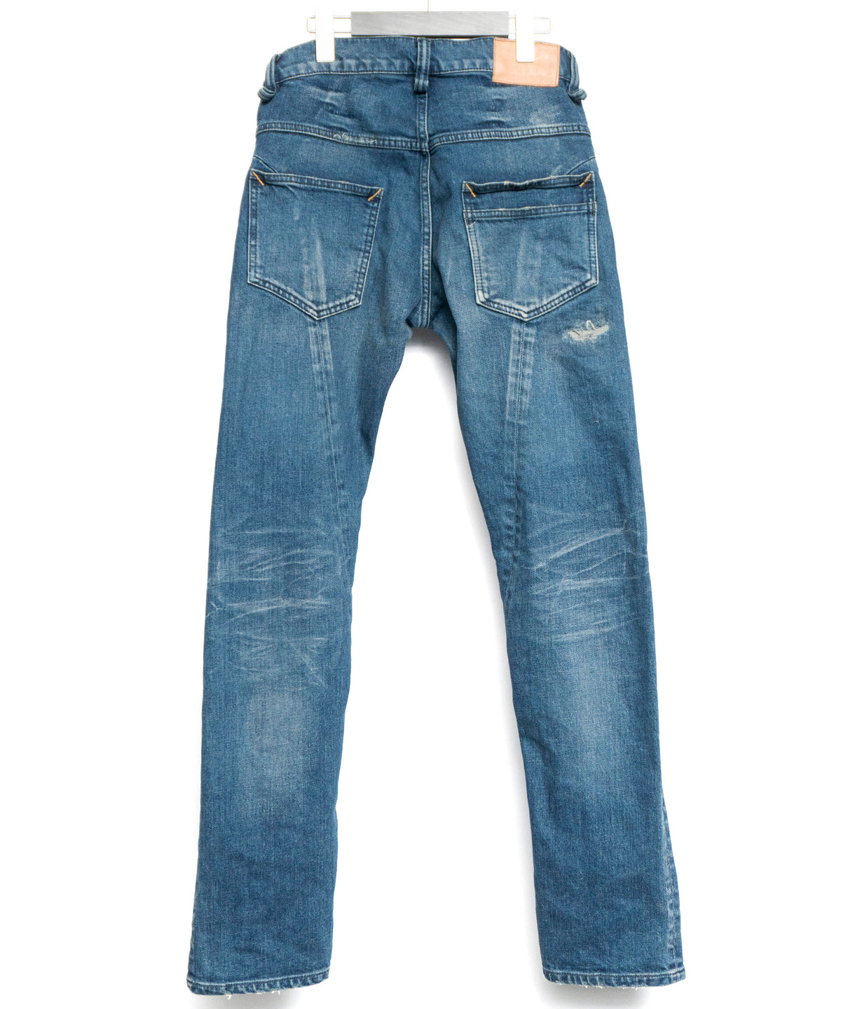 [Limited] 12.5oz Organic Cotton Stretch Denim TIGHT JOE Tight Straight Crushed & Repaired Custom - INDIGO