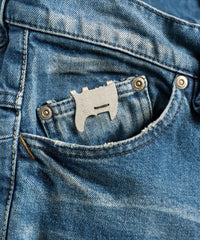 [Limited] 12.5oz Organic Cotton Stretch Denim TIGHT JOE Tight Straight Crushed & Repaired Custom - INDIGO