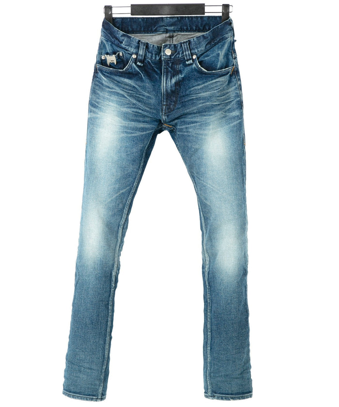 12.5oz オーガニックコットン ストレッチデニム TIGHT JOE タイトストレート ユーズド加工 - INDIGO