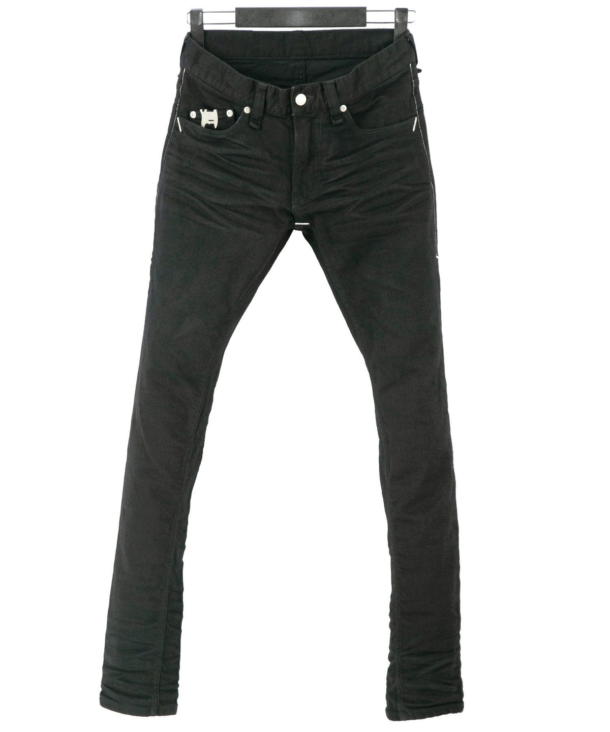 11oz オーガニックコットン ストレッチデニム SKINNY JOHN スキニー ワンウォッシュ - BLACK