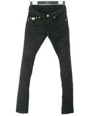 11oz オーガニックコットン ストレッチデニム SKINNY JOHN スキニー ワンウォッシュ - BLACK