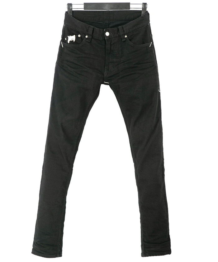 11oz オーガニックコットン ストレッチデニム TIGHT JOE タイトストレート ワンウォッシュ - BLACK