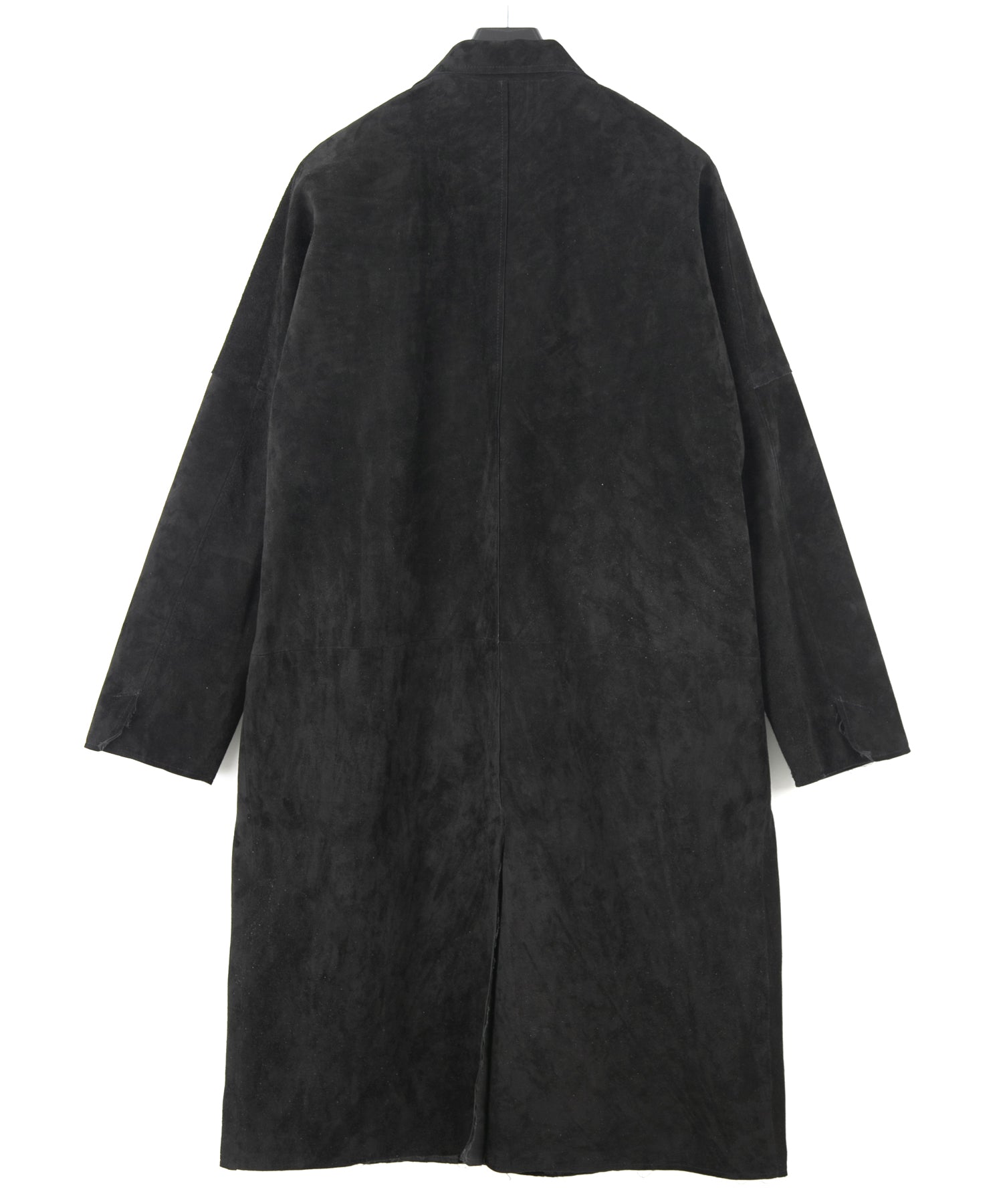Load image into Gallery viewer, Calf suede RUST long overcoat - BLACK