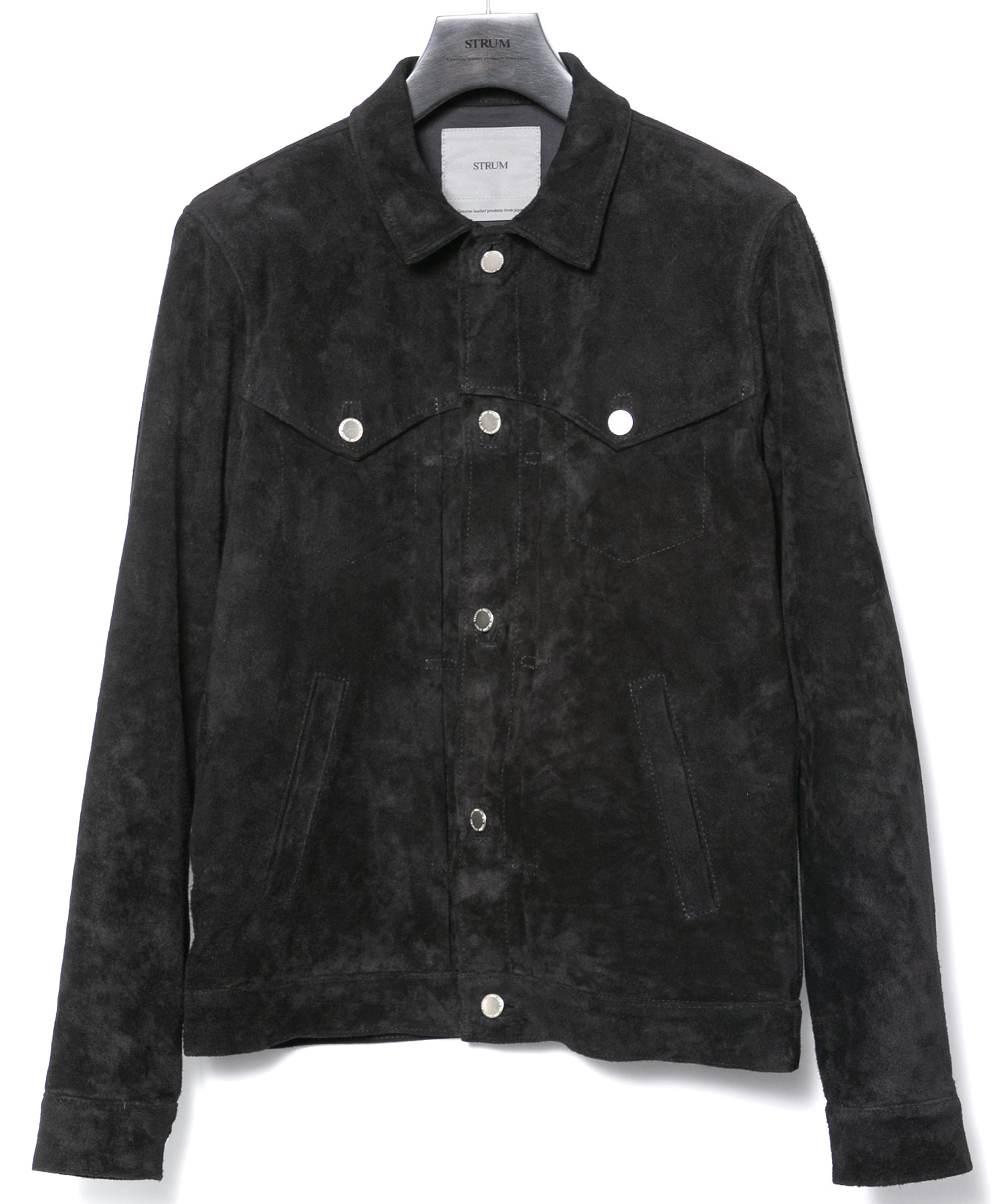 【レア】STRUM ストラム ジャパンカーフ スエード レザー シャツ ジャパンカーフスエード SCARS ロングスリーブシャツ - BLACK