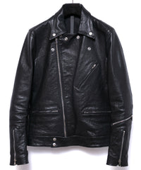 Pit Vegetable Full Tanned Shrank Horsehide SPEEDER Double Riders Jacket - BLACK