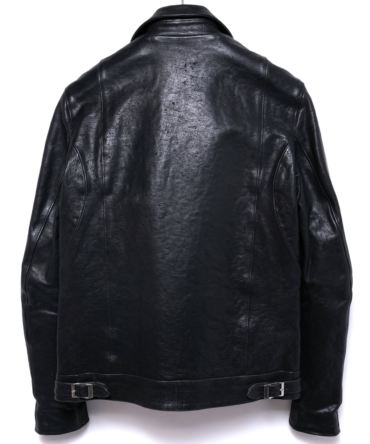 Pit Vegetable Full Tanned Shrank Horsehide SPEEDER Double Riders Jacket - BLACK