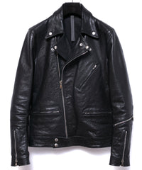 Pit Vegetable Full Tanned Shrank Horsehide SPEEDER Double Riders Jacket - BLACK