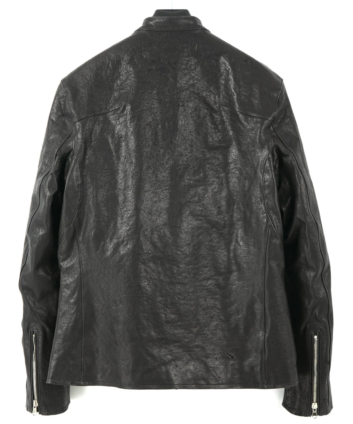 フルタンニン ピット鞣し シュリンク ホースハイド SLATER シングルライダースジャケット - BLACK