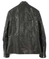フルタンニン ピット鞣し シュリンク ホースハイド SLATER シングルライダースジャケット - BLACK