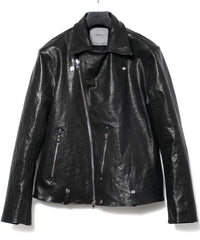 フルタンニン ピット鞣し シュリンク ホースハイド HI-FLYER ダブルライダースジャケット Grande Fit - BLACK