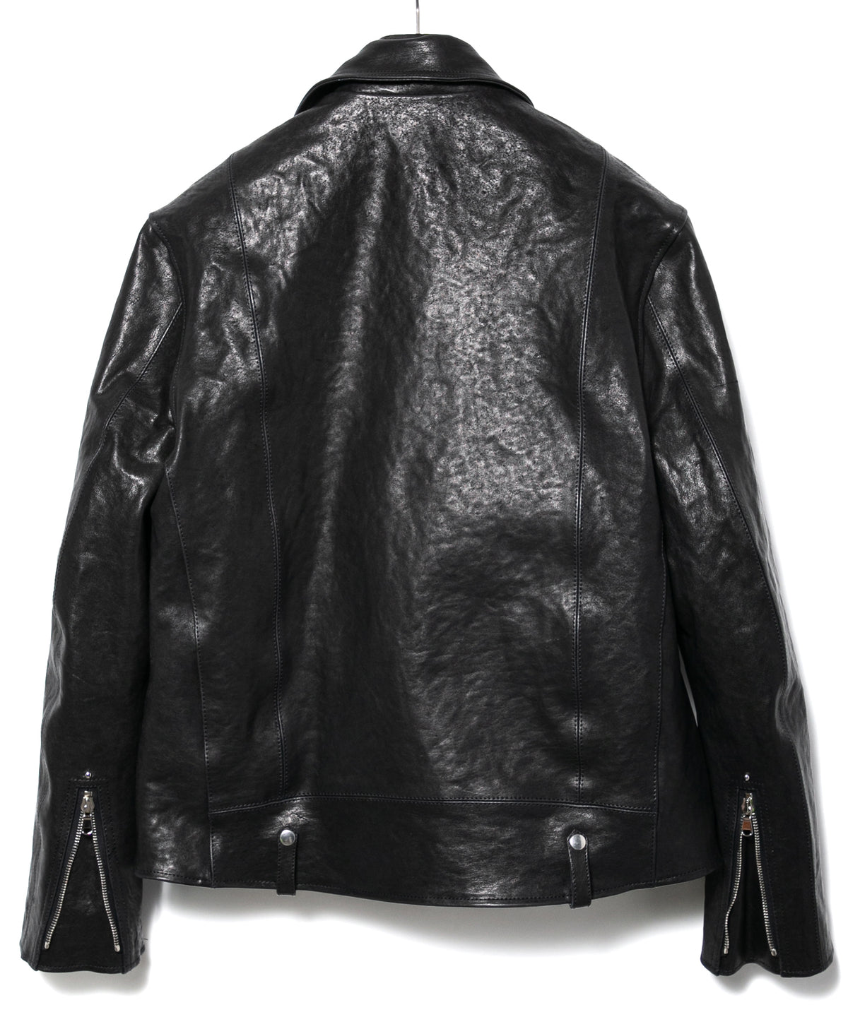 フルタンニン ピット鞣し シュリンク ホースハイド HI-FLYER ダブルライダースジャケット Grande Fit - BLACK