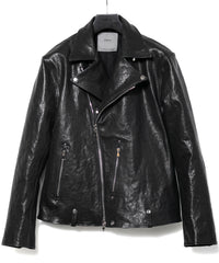 フルタンニン ピット鞣し シュリンク ホースハイド HI-FLYER ダブルライダースジャケット Grande Fit - BLACK