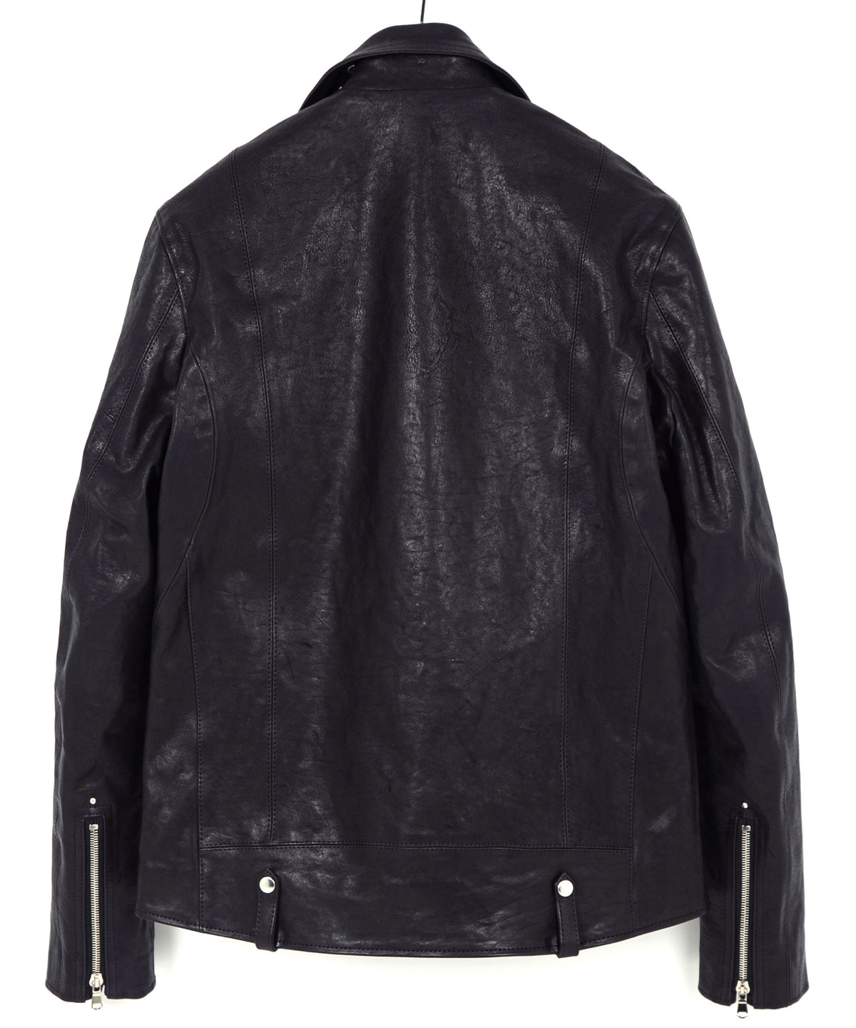 Full tanning pit-tanned shrink-wrapped horsehide HI-FLYER double riders jacket - BLACK