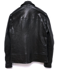 フルタンニン ピット鞣し シュリンク ホースハイド LIST ダブルライダースジャケット - BLACK