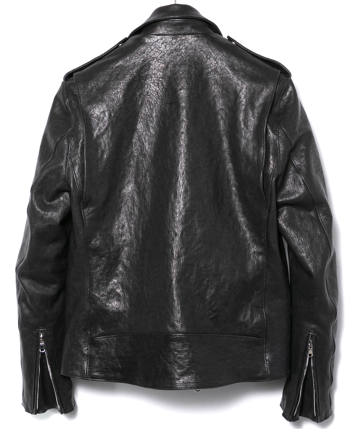 フルタンニン ピット鞣し シュリンク ホースハイド JOEY ダブルライダースジャケット - BLACK