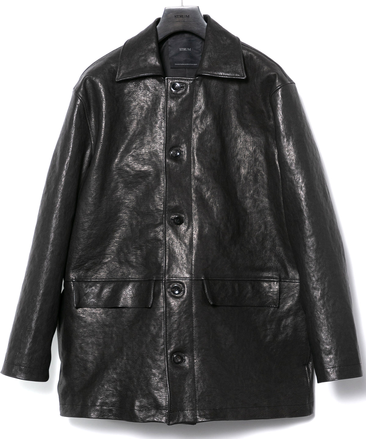 Pit Vegetable Full Tanned Shrunk Horsehide Car Coat LEFTY - BLACK