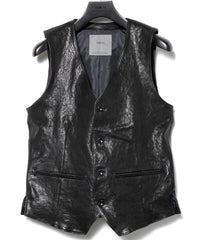 Pit Vegetable Full Tanned Shrunken Horsehide ROVER Tailored Vest - BLACK
