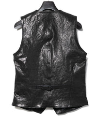 Pit Vegetable Full Tanned Shrunken Horsehide ROVER Tailored Vest - BLACK